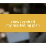 How I crafted my marketing plan